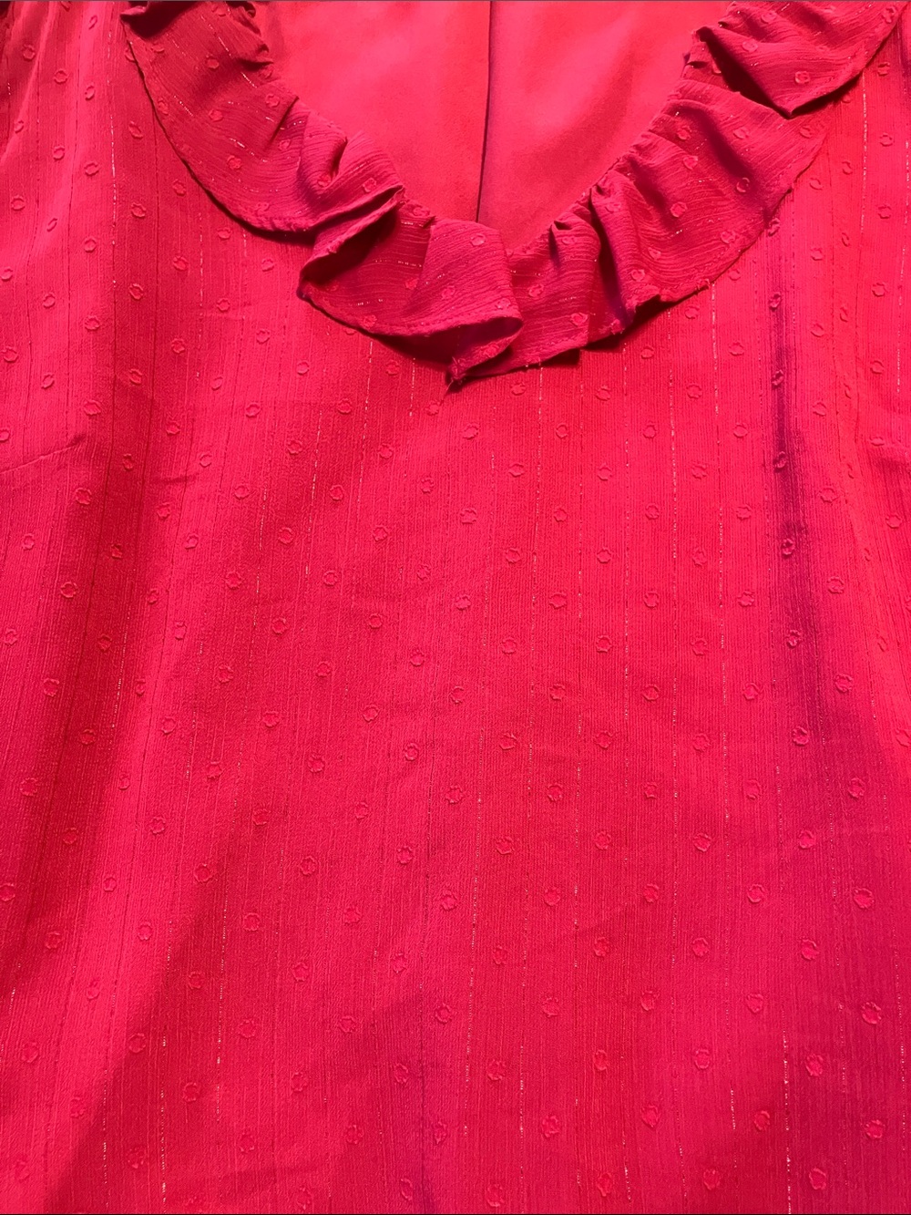 J. Crew Factory Raspberry Ruffle V-Neck Blouse - Picture 4 of 5